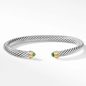 David Yurman Cable Classics Bracelet, Sterling Silver, Peridot, 14K Yellow Gold